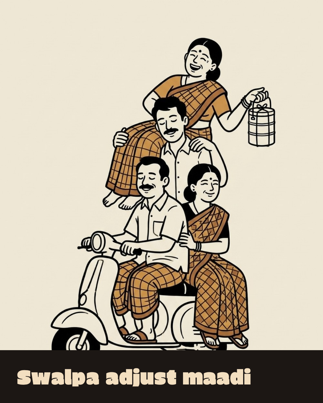 Four adults on one scooter